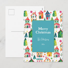 Postal Festiva Casas Navideñas Lindas