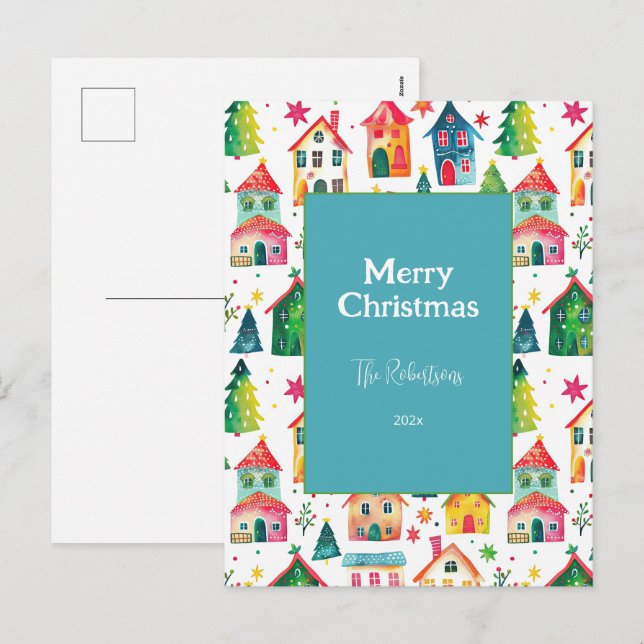 Postal Festiva Casas Navideñas Lindas (Anverso / Reverso)