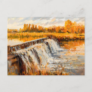 Postal Festiva Cascada de la esclusa del canal de otoño