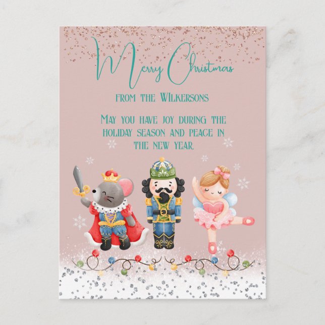 Postal Festiva Cascanueces Navideño Pastel Adorable (Anverso)