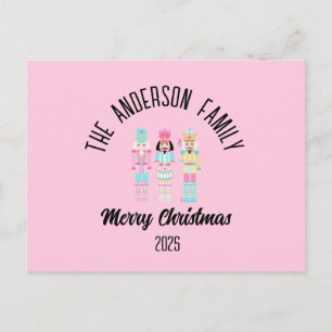 Postal Festiva Cascanueces Navideño Rosa Personalizado Nombre