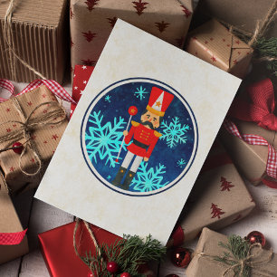 Postal Festiva Cascanueces Navideño Vintage Noche Estrellada