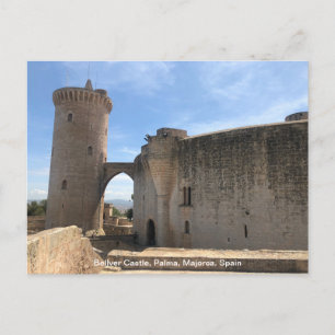 Postal Festiva Castillo Bellver, Palma, Mallorca, España en un