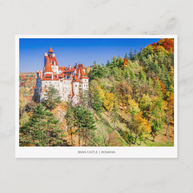 Postal Festiva Castillo de Bran, Transilvania, Rumania (Anverso)