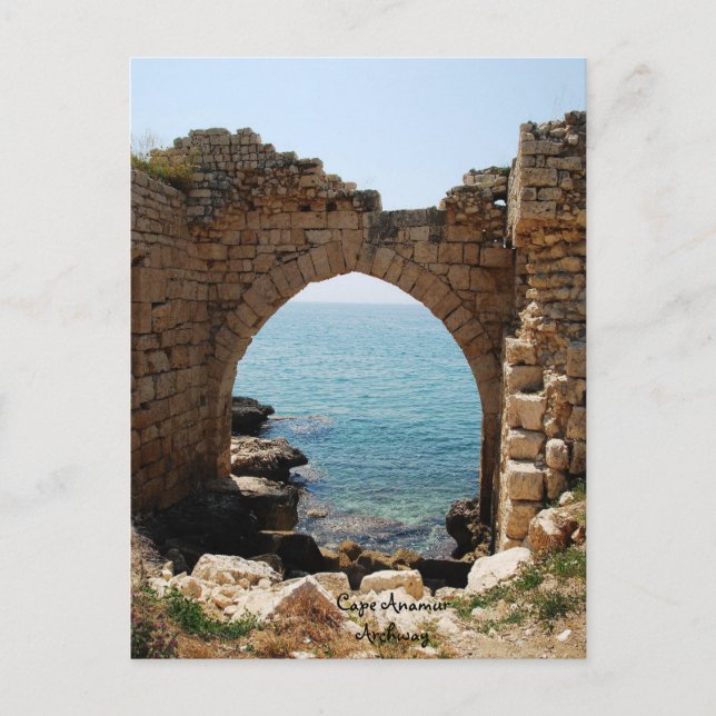 Postal Festiva Castillo de Fuerte del Mar de Arco de Cabo Anamur (Anverso)