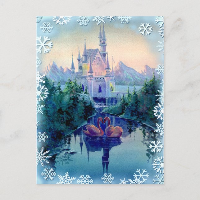 Postal Festiva CASTILLO de navidades por SHARON SHARPE (Anverso)