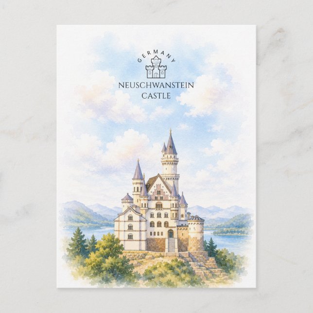 Postal Festiva Castillo de Neuschwanstein | Arquitectura Paisaje (Anverso)