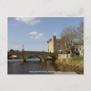 Postal Festiva Castillo de Whites Athy, bandera tricolor irlandes