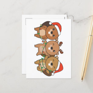 Postal Festiva Castores Navideños Animales Navideños Castores Lin