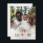 Postal Festiva Casual Colorful Christmas Full Vertical Photo<br><div class="desc">This casual colorful Christmas full vertical photo holiday postcard is perfect for your fun, creative, bright Christmas greeting. It's unique, playful modern font in red, boho tan, and light and dark green, make for a happy seasonal feel. If your looking to brighten up your loved ones' dark winter with some...</div>