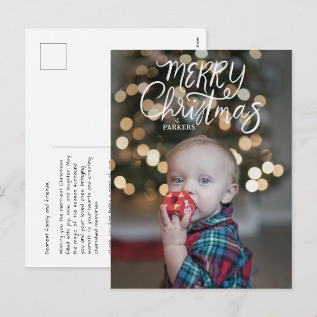 Postal Festiva Casual Hand Letter Merry Christmas Postcard (Anverso / Reverso)