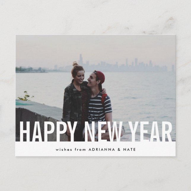 Postal Festiva Casual Happy New Year Modern Holiday Photo (Anverso)