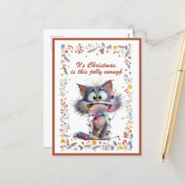Postal Festiva Cat and Lights It's Christmas Is This Jolly Enough