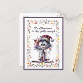 Postal Festiva Cat and Lights It's Christmas Is This Jolly Enough