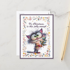 Postal Festiva Cat and Lights It's Christmas Is This Jolly Enough