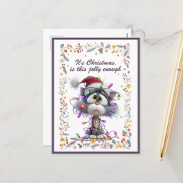 Postal Festiva Cat and Lights It's Christmas Is This Jolly Enough