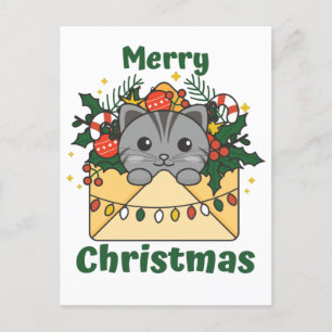 Postal Festiva Cat Christmas Letter Winter Animals Cats Holiday P