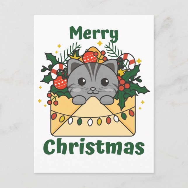 Postal Festiva Cat Christmas Letter Winter Animals Cats Holiday P (Anverso)