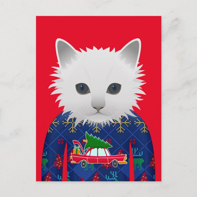 POSTAL FESTIVA CAT USANDO NAVIDADES POSTCARDS SUAVES (Anverso)