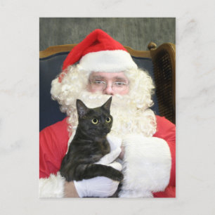 Postal Festiva Cat y Santa Claus