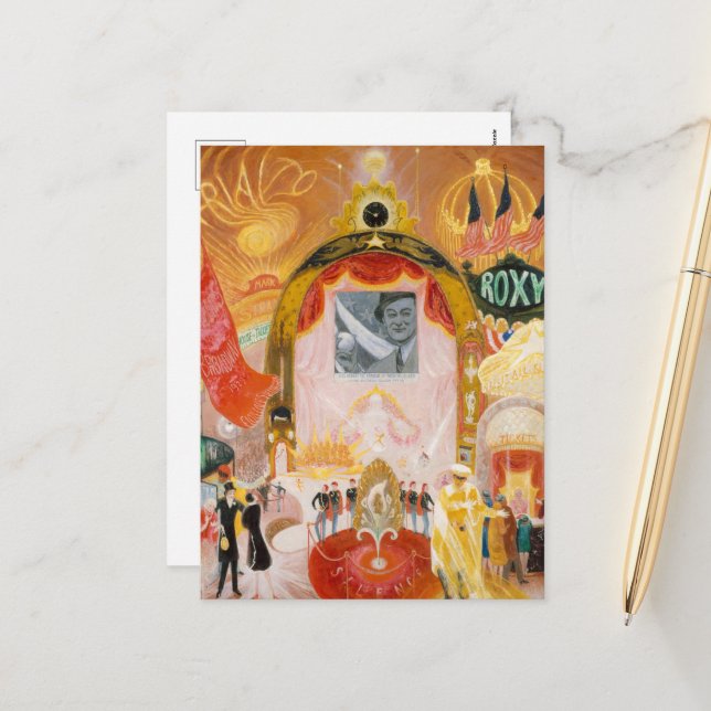 Postal Festiva Catedrales de Broadway por Florine Stettheimer (Anverso/Reverso In Situ)