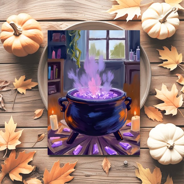 Postal Festiva Cauldron Halloween de bruja Spooky (Subido por el creador)