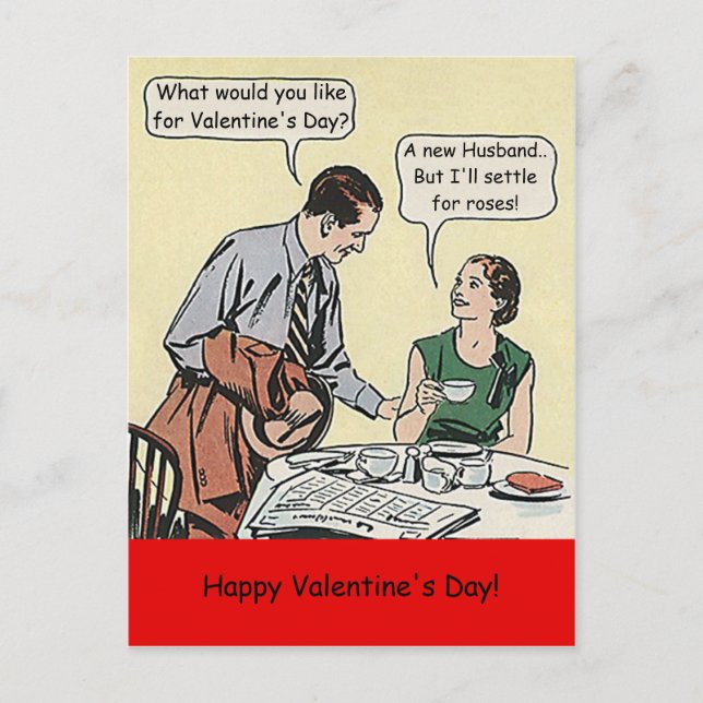 Postal Festiva Caustic Humor Día de San Valentín pareja cómica di (Anverso)