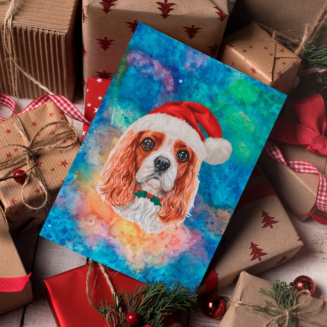 Postal Festiva Cavalier King Charles Spaniel Navidades de perros  (Subido por el creador)