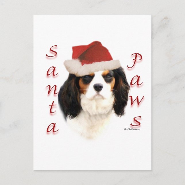 Postal Festiva Cavalier King Charles Spaniel Santa Paws (Anverso)