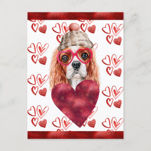 Postal Festiva Cavalier Spaniel Hearts Dog Lover Valentine Gift