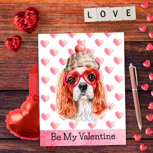 Postal Festiva Cavalier Spaniel Sé Mi San Valentín Perro del Día