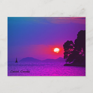 Postal Festiva Cavtat, Croacia vista de la puesta de sol Filtro p