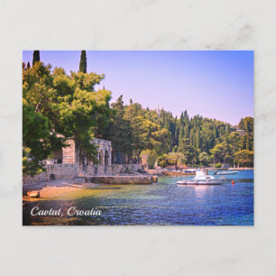 Postal Festiva Cavtat, vistas a la playa desde Croacia