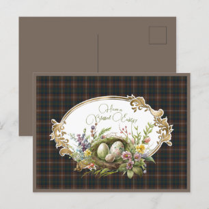 Postal Festiva Caza de chicolm en la moderna Escocia Tartán Pascu