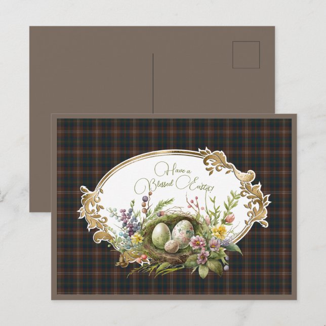 Postal Festiva Caza de chicolm en la moderna Escocia Tartán Pascu (Anverso / Reverso)