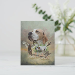 Postal Festiva Caza de faisanes con punteros, arte