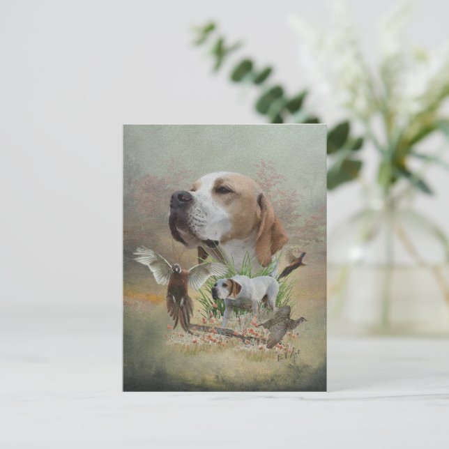 Postal Festiva Caza de faisanes con punteros, arte (Anverso de pie)