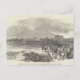 Postal Festiva Caza de Pascua con los perros del macho real