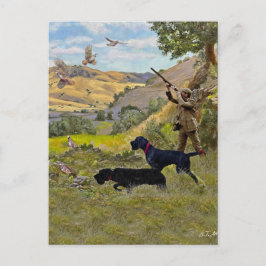 Postal Festiva Caza de perdices de Chukar