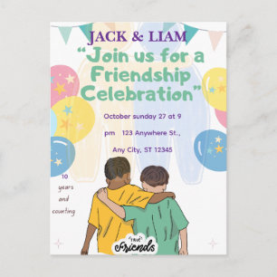 Postal Festiva Celebración de 10 años de amistad   Mejores amigos
