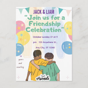 Postal Festiva Celebración de 10 años de amistad   Mejores amigos
