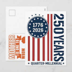Postal Festiva Celebración de América Cuarto de Milenio 1776–2026