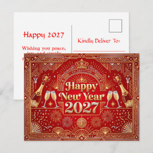 Postal Festiva Celebración de Año Nuevo 2027