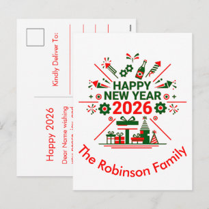 Postal Festiva Celebración de Año Nuevo 2027