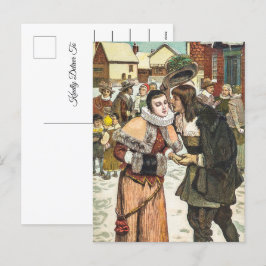 Postal Festiva Celebración de Año Nuevo de época