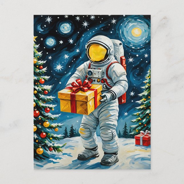 Postal Festiva Celebración de Navidades astronautas (Anverso)