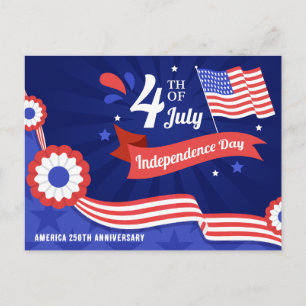 Postal Festiva Celebración del 250º Día de la Independencia de Am