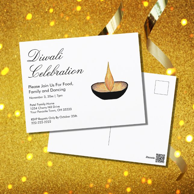 Postal Festiva Celebración Diwali Diya Flame Elegant (Subido por el creador)