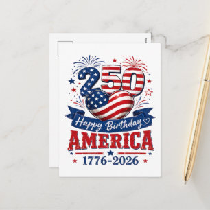 Postal Festiva Celebración Patriótica del Cumpleaños de América 2