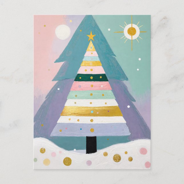 Postal Festiva Celestial Pastel Christmas Tree (Anverso)
